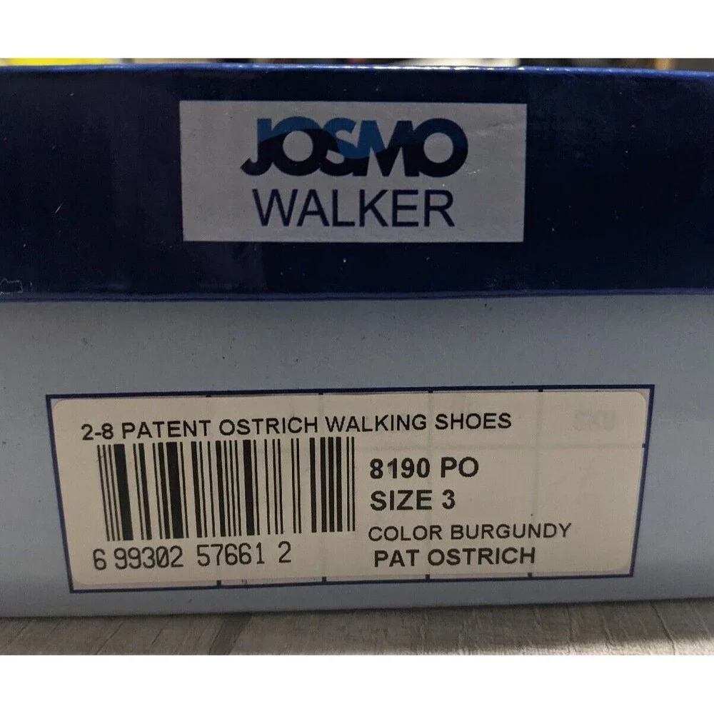 New Josmo Walker Burgundy Patent Ostrich Tie Baby Shoes Sz 3 w/ Box